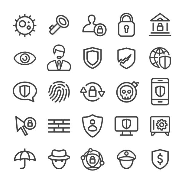 Security Icons - Smart Line Series Security, internet, network security, privacy, virus, technology bank vault icon stock illustrations
