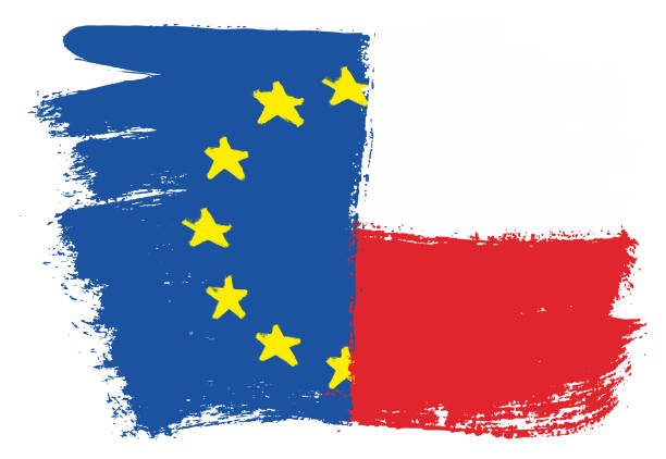 istock European Union Flag & Poland Flag Vector Hand Painted with Rounded Brush 938468698