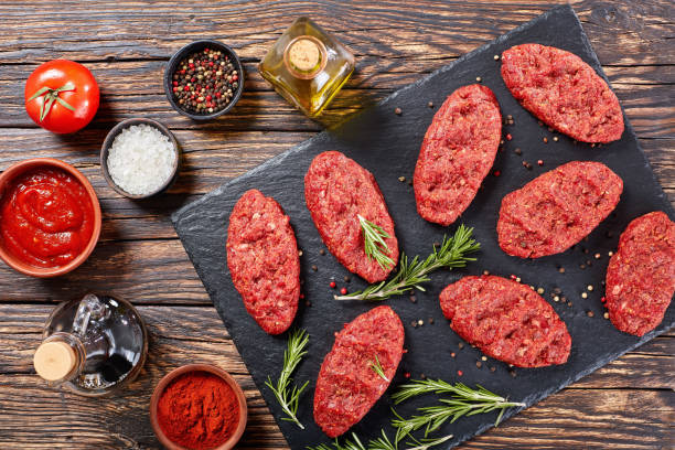 istock fresh raw salisbury beef steaks, close-up 938476362