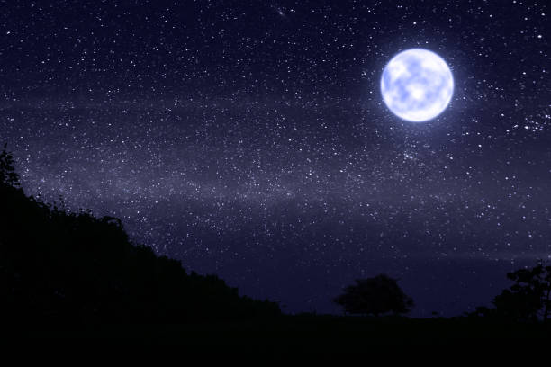 istock Dark night with many stars and bright moonlight 938494674
