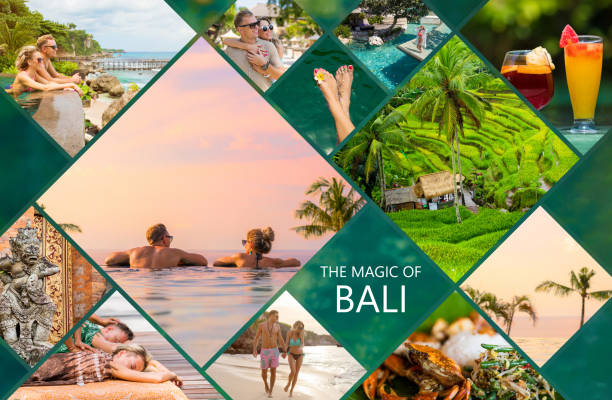 Collage of photos from beautiful Bali island in Indonesia Collage of photos from beautiful Bali island in Indonesia, short story about vacation experience in Bali indonesian culture photos stock pictures, royalty-free photos & images