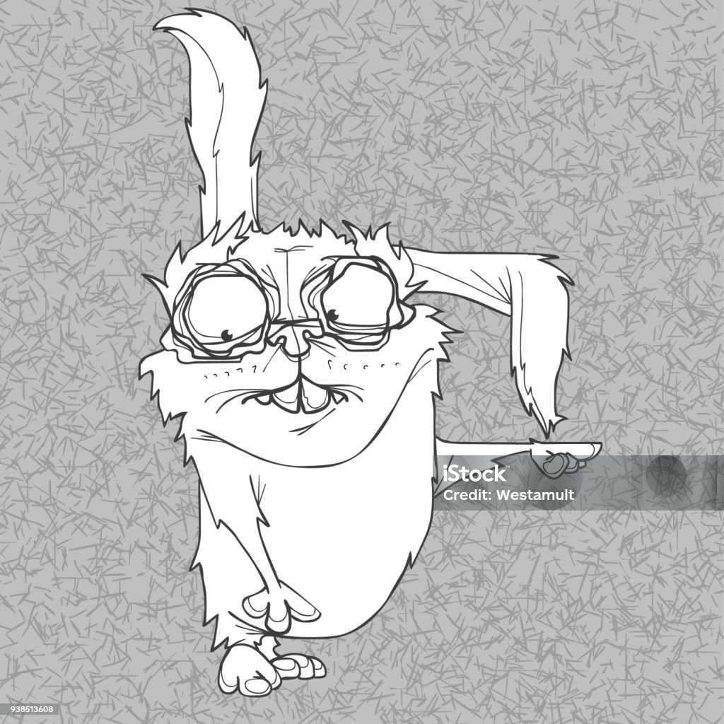 Scary Rabbit Outline Cartoon Scary Rabbit On A Mottled Gray Background Stock Illustration ...
