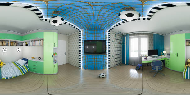 3d illustration of nursery interior design. 360 degrees, seamless panorama