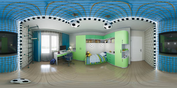 istock 3d illustration of nursery interior design. 360 degrees, seamless panorama 938517496