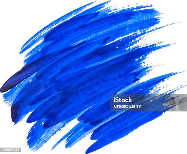 Blue Watercolor Texture Paint Stain Shining Brush Stroke Stock Illustration - Download Image Now