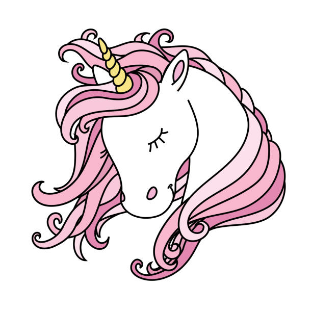 ilustraciones, imágenes clip art, dibujos animados e iconos de stock de unicornio lindo vector. - unicornio cabeza