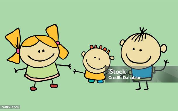 Cute Children Waving Hand Boy And Girl Stock Illustration - Download Image Now - Adult, Agricultural Field, Art