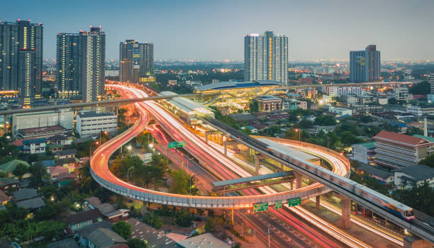 istock The streets around the city with evening light are high angle shots. 938561732