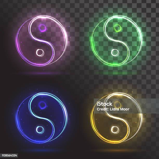 Set Yin Yang Symbols Stock Illustration - Download Image Now - Balance, Black Color, Blue
