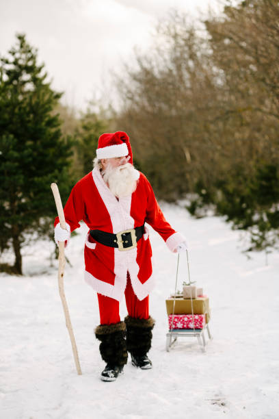 istock Santa Claus with sled and presents 938568796