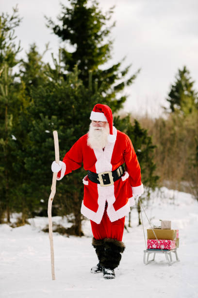 istock Santa Claus with sled and gifts 938568830