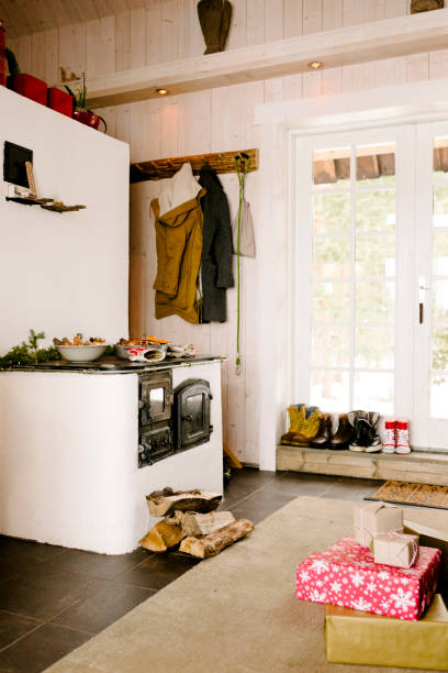 Authentic nordic Santa in his home preparing for Christmas