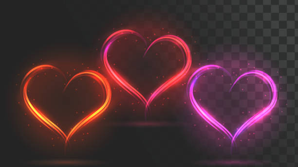illustrations, cliparts, dessins animés et icônes de vector coeurs lumineux - valentines day hearts flash