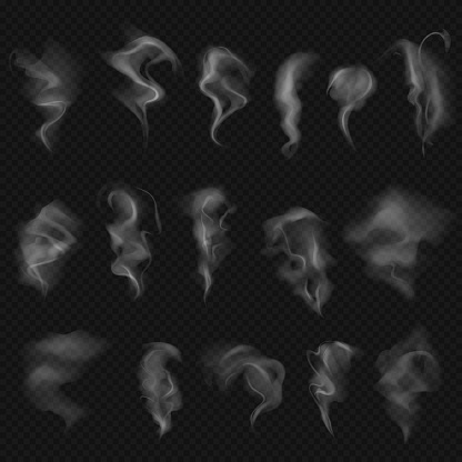 Set, collection, layouts, templates, realistic smoke, couple, against dark background