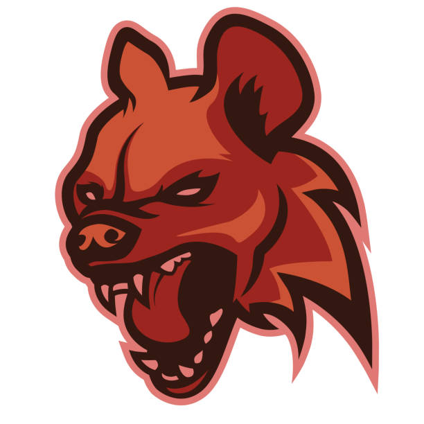 Head of evil hyena, logo Stylized emblem of evil hyena on white background, patch, wild beast drawings of zombies stock illustrations