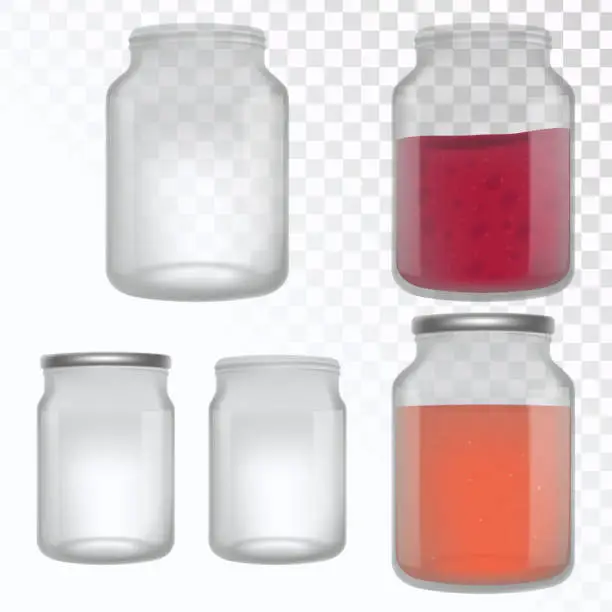 Vector illustration of Vector set of glass jars