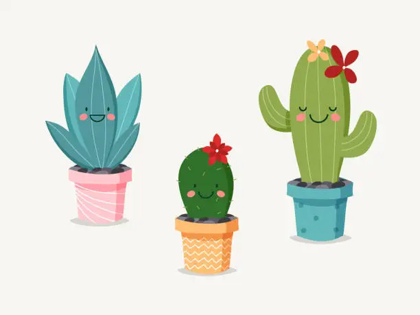 Vector illustration of Smiling Cactus