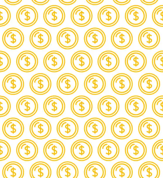 Vector illustration of Coins Signs Seamless Pattern Background. Vector