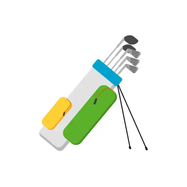 Vector illustration of Golf clubs set in bag isolated vector