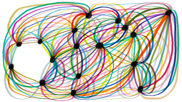 Lines connecting dots pattern vector art illustration