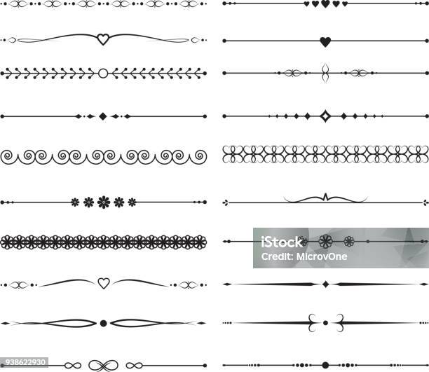 Vintage Diviseurs Calligraphiques Décoration De Mariage Fait Main Vector Vecteurs libres de droits et plus d'images vectorielles de Ornement