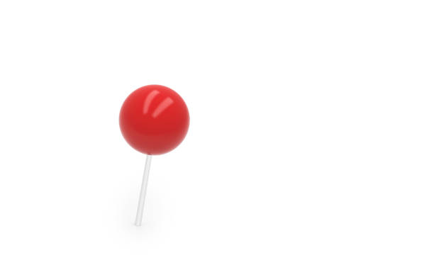 istock Red push pin, thumbtack isolated on white background, 3d illustration 938635602