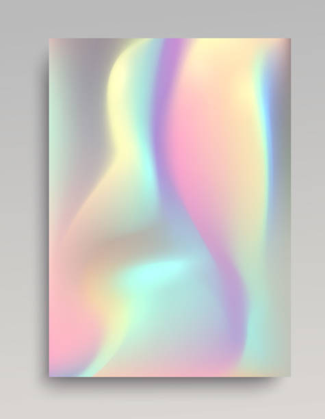 Holographic glowing posters background Holographic glowing posters background. Multicolored smooth transitions. foil material stock illustrations