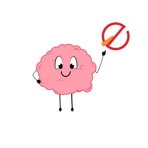 Vector illustration of Brain that teaches not to smoke.