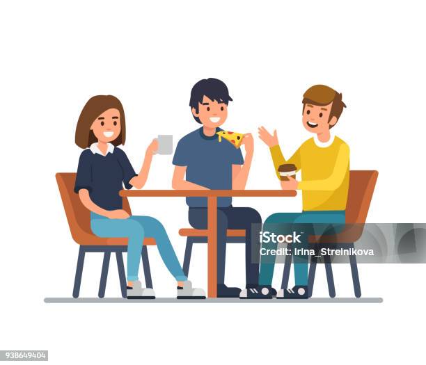 People In Cafe Stock Illustration - Download Image Now - Friendship, Talking, Eating