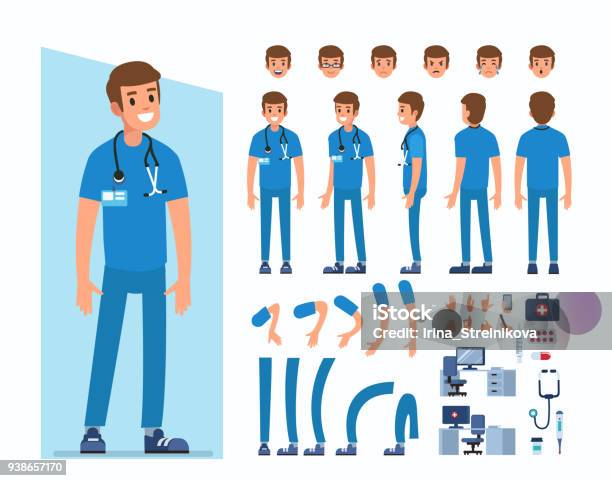 Ilustración de Médico y más Vectores Libres de Derechos de Doctor - Doctor, Grupo de objetos, Personaje