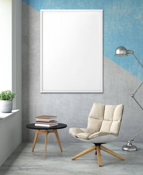 istock Modern interior with a chair and picture frame template 938660456