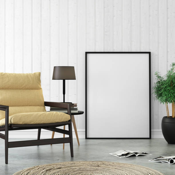 istock Modern interior with a chair and picture frame template 938660502
