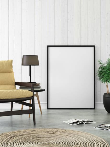 istock Modern interior with a chair and picture frame template 938660586