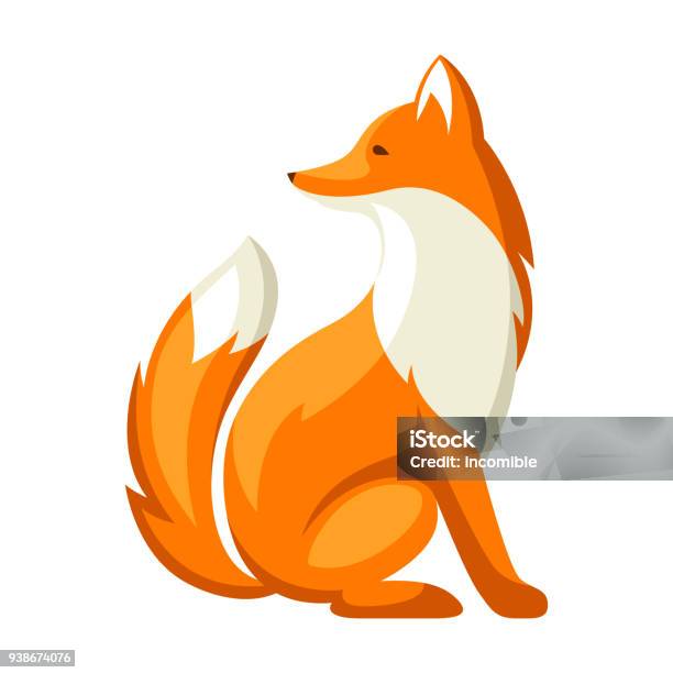 Stylized Illustration Of Fox Woodland Forest Animal On White Background Stock Illustration - Download Image Now