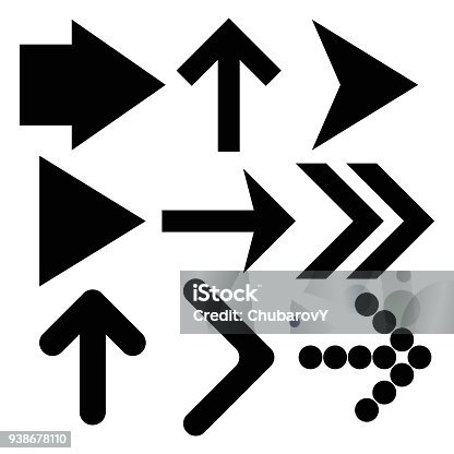 istock Black arrows set. Up and right direction 938678110