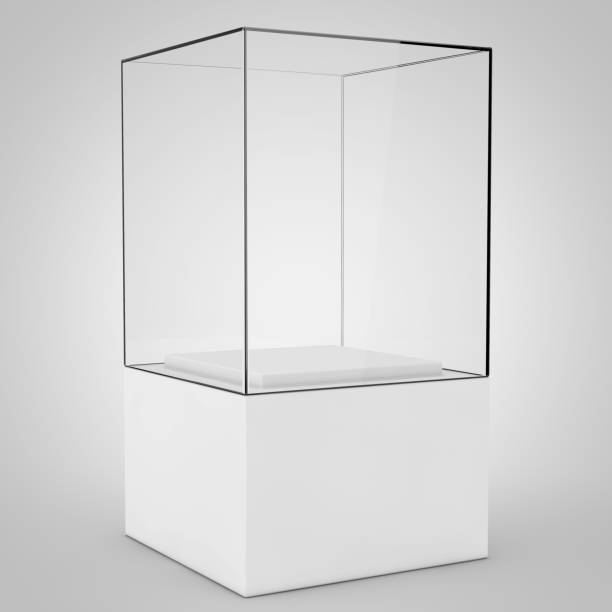 istock Empty Promotion Glass Showcase with Pedestal. 3d Rendering 938686802