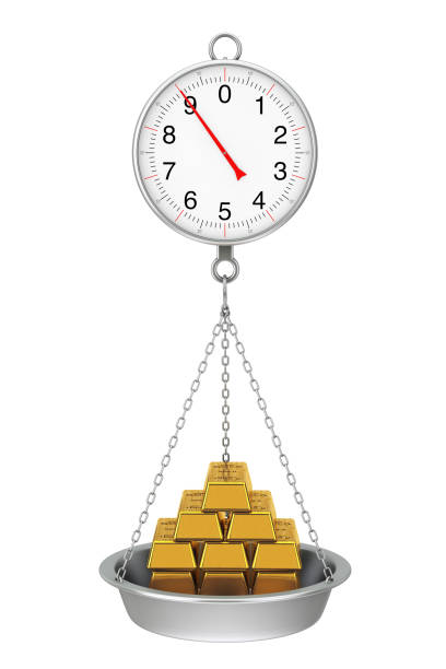 Hanging Weight Scale With Stack Of Golden Bars 3d Rendering Stock Photo -  Download Image Now - iStock