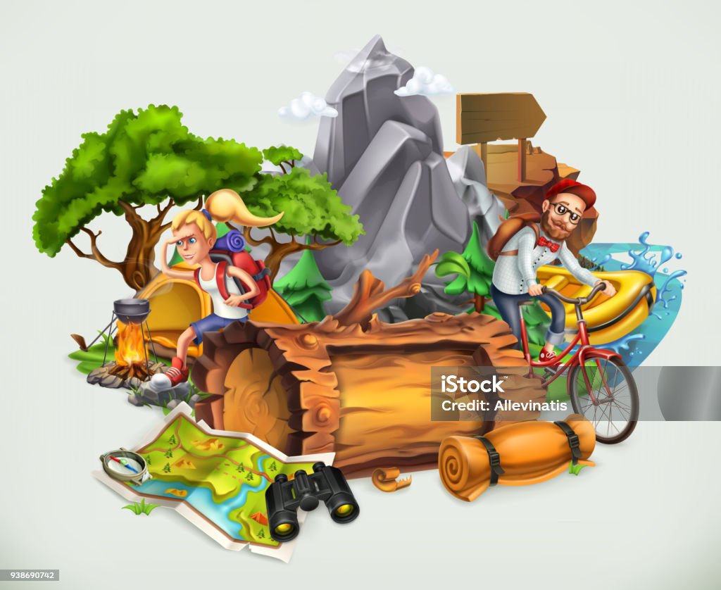 Camping and adventure, vector illustration People stock vector