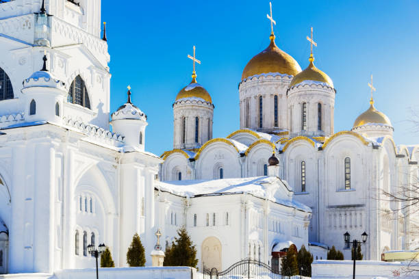 Dormition Cathedral. Famous landmark church in Vladimir city, Russia at winter Dormition Cathedral. Famous landmark church in Vladimir city, Russia at winter vladimir russia stock pictures, royalty-free photos & images