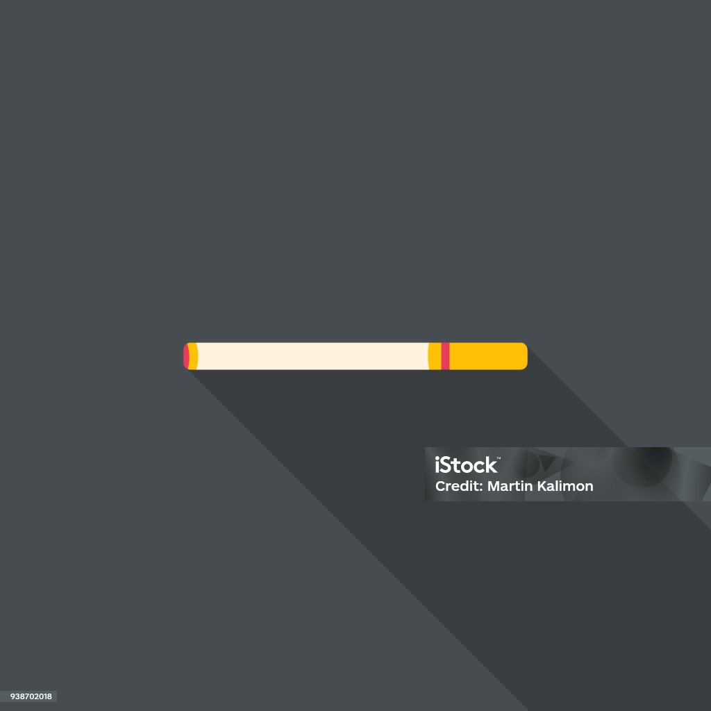 Smoking cigarette flat design with long shadow. Addiction stock vector