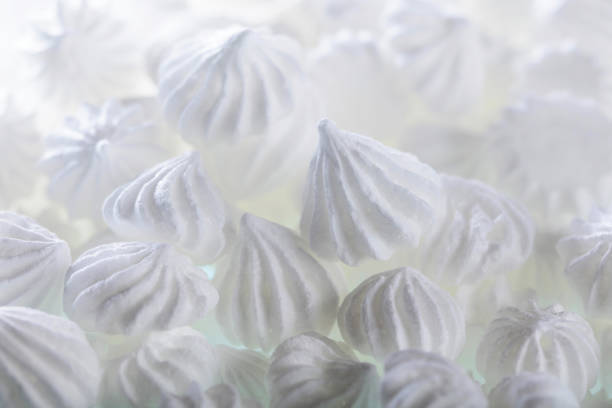 French vanilla meringue cookies, macro shot, selective focus.