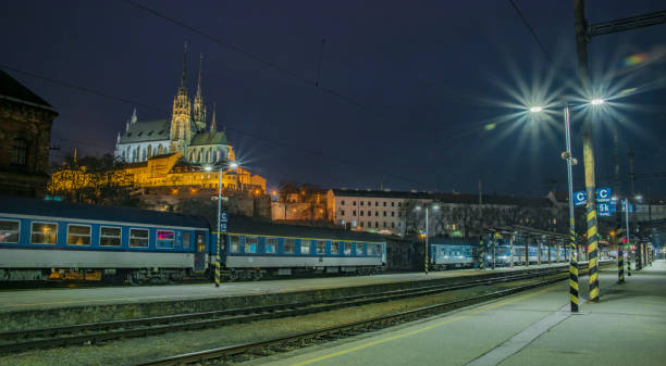 istock Night near train station in Brno city 938709318