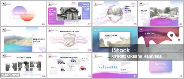 Clean And Minimal Presentation Templates Colorful Elements On White Background For Your Portfolio Brochure Cover Vector Design Presentation Slides For Flyer Leaflet Brochure Report Advertising Stock Illustration - Download Image Now