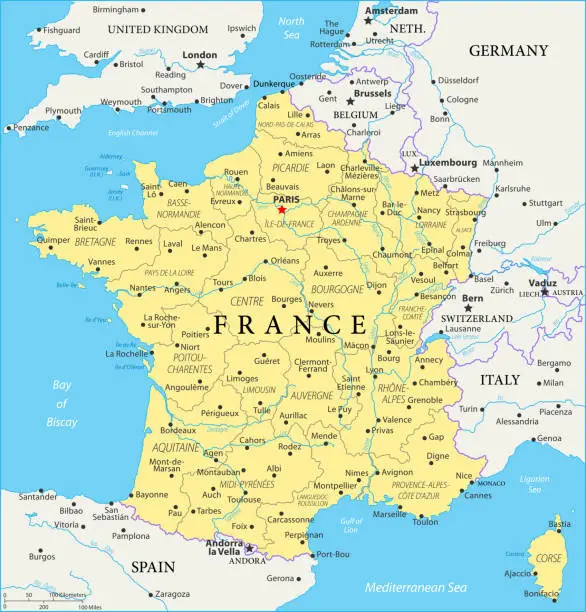Vector illustration of Map of France - Vector