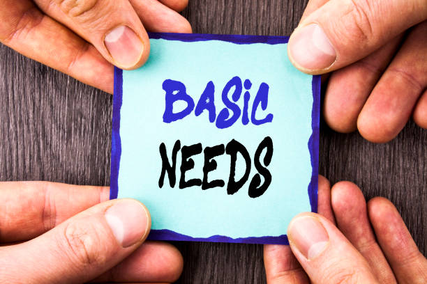 istock Handwriting Announcement text showing Basic Needs. Conceptual photo Health In Developing Countries Essential Food Lack written on Sticky Note Paper Holding Hand with Finger. 938716738