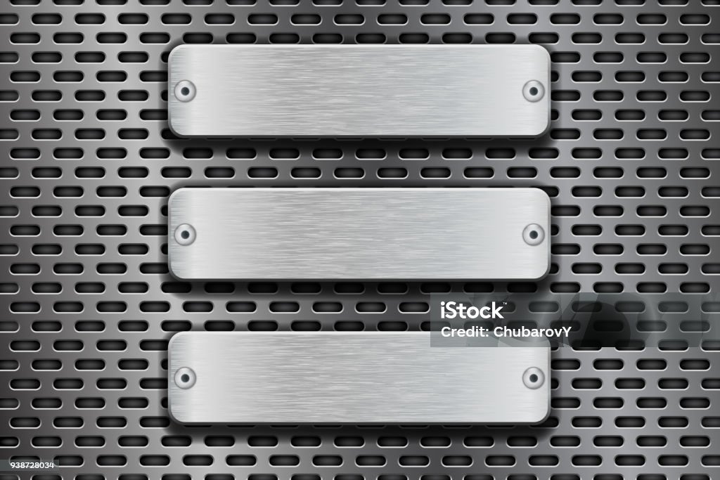 Rectangular Metal Buttons Rectangular Metal Buttons On Iron Perforated Background Stock ...