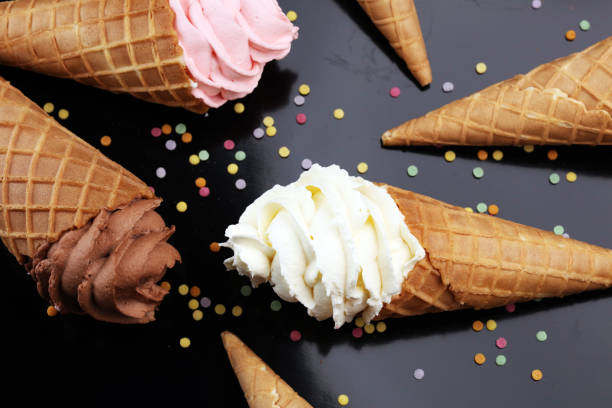 istock Vanilla frozen yogurt or soft ice cream in waffle cone. 938734338