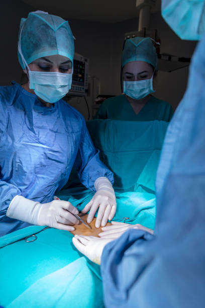 istock Concentrating surgeons performing operation in operating room 938737776