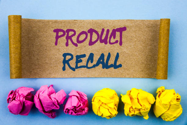 istock Handwriting text showing Product Recall. Concept meaning Recall Refund Return For Products Defects written on tear sticky note Paper on the blue background Folded paper 938747090