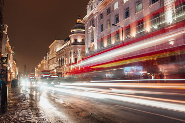 istock Light trails at city street 938760208